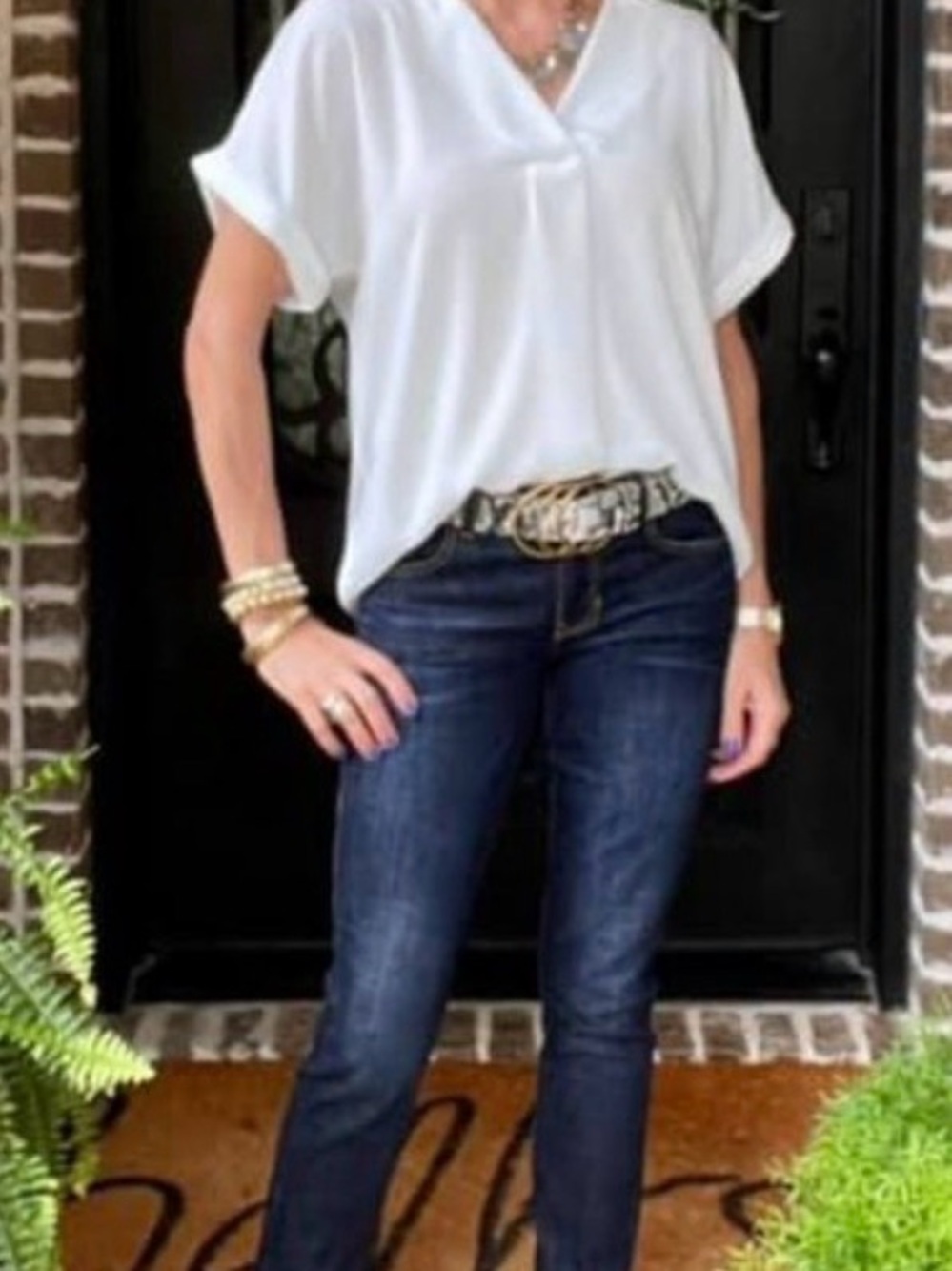 CAbi White V-Neck Blouse with Subtle Collar - Picture 5 of 5